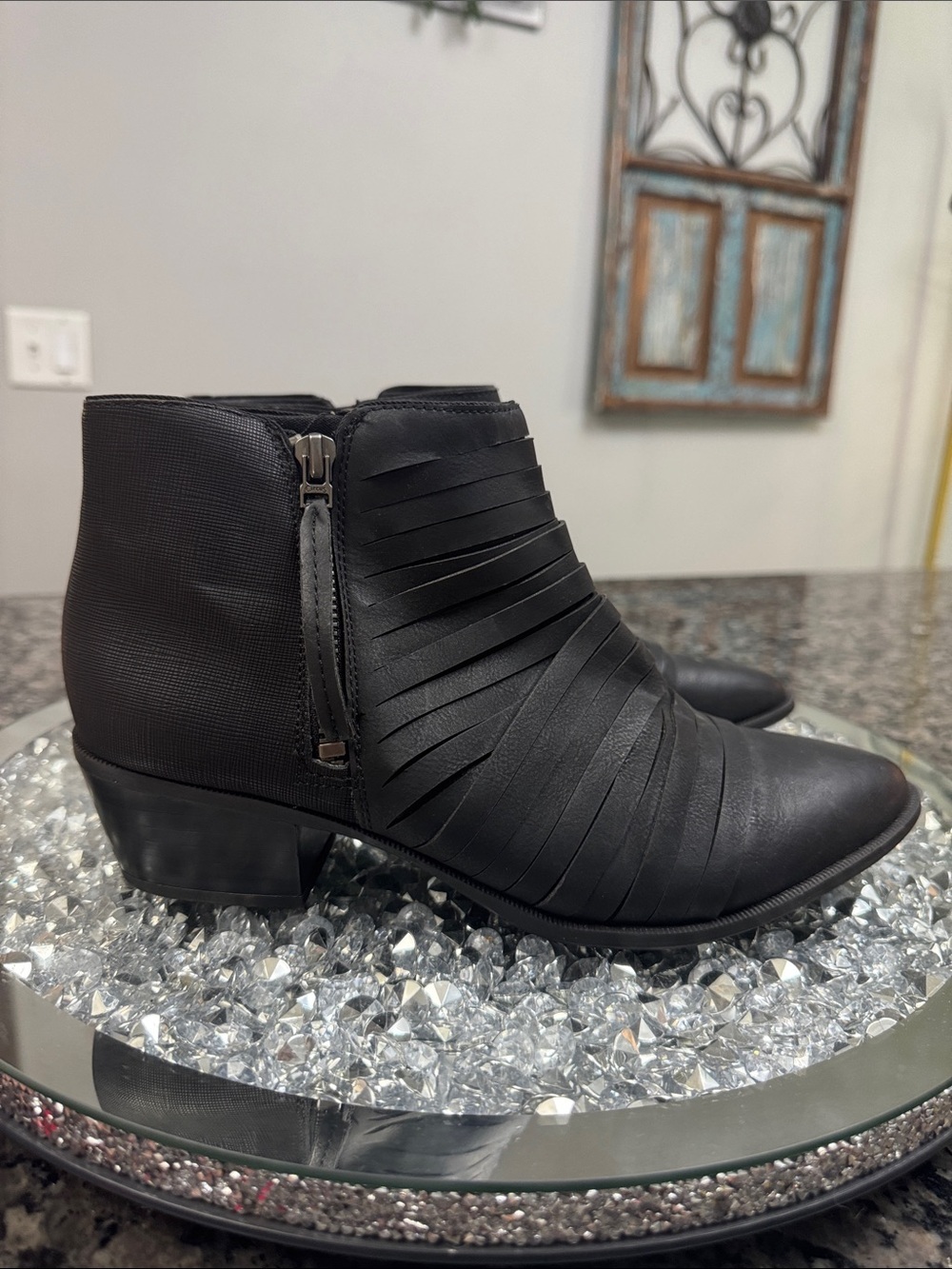 Circus by Sam Edelman Black Layered-Strap Ankle Booties 7.5